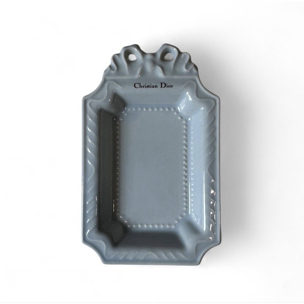 Christian Dior Ceramic Soap Dish Blue Vintage
